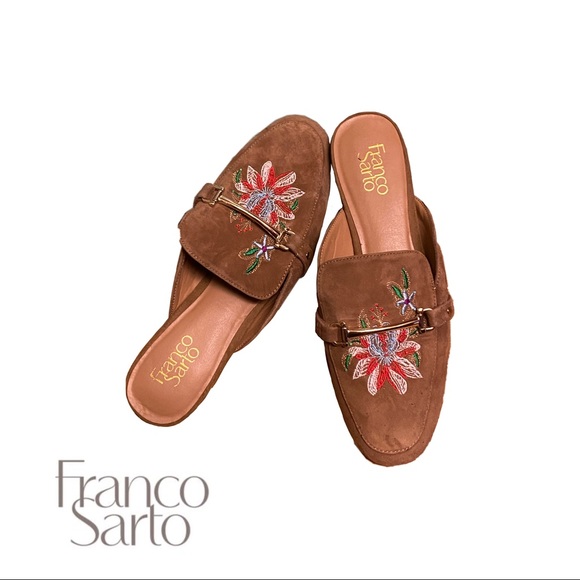 Franco Sarto Shoes - ⚡️Franco Sarto Embroidered Suede Slides